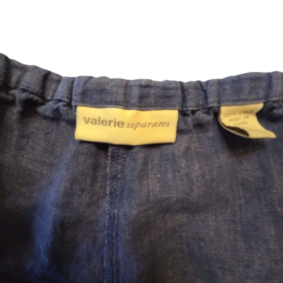 Valerie Seperates Womens 100% Linen Blue Ankle Length Wide Leg Pants Size XL A27 - Picture 2 of 8